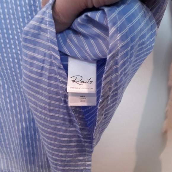 Rails | Striped Ruffle Sleeve Button Down Blouse - Picture 6 of 7